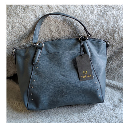 Tutilo Stormy Sea Jada Collection Satchel Silver Hardware Studded Womens Purse