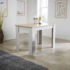 Grey Oak Effect Dining Table Kitchen Wooden Tabletop