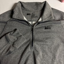 REI Mens Quarter Zip Pullover Fleece Gray Size Medium Long Sleeve Casual