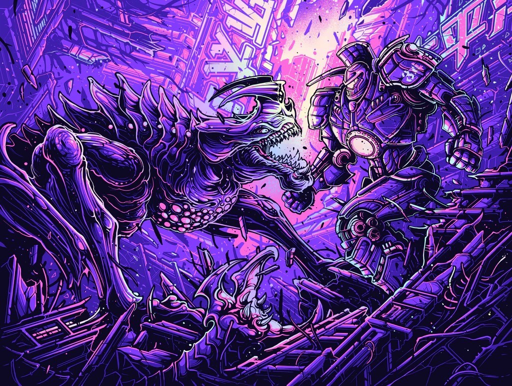 Pacific Rim (Foil Variant) by Dan Mumford x/30 Screen Print Movie Poster Mondo