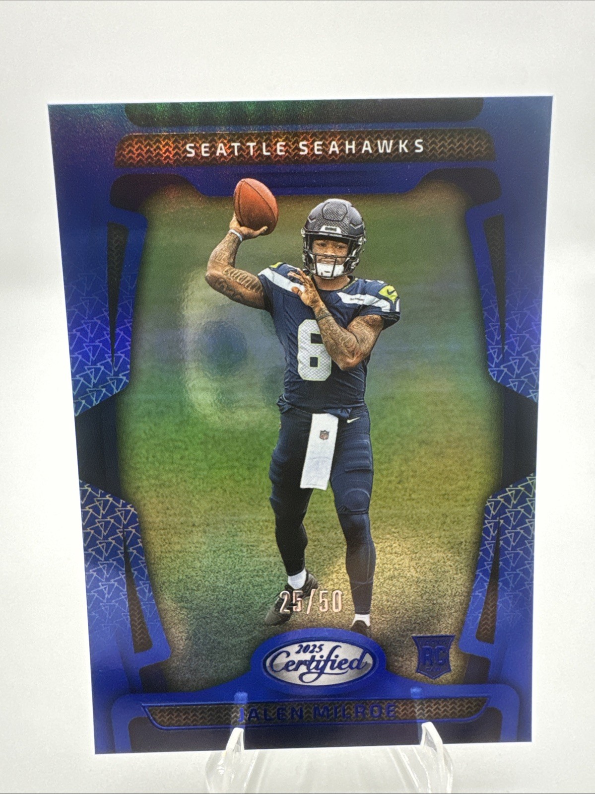 Jalen Milroe 2025 Panini Certified  Blue / 50 Seattle Seahawks 155