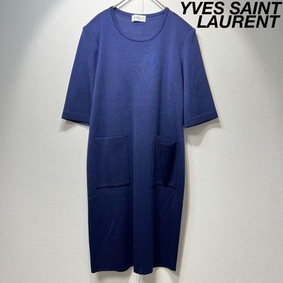 Vintage Saint Laurent Wool design knit dress, navy size M | eBay Vintage Saint Laurent Wool design knit dress, navy size M | eBay