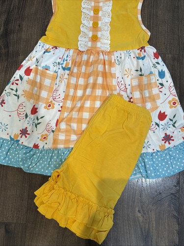 NEW Boutique Floral Tunic & Shorts Girls Outfit Set Size 6/7 - Picture 3 of 8