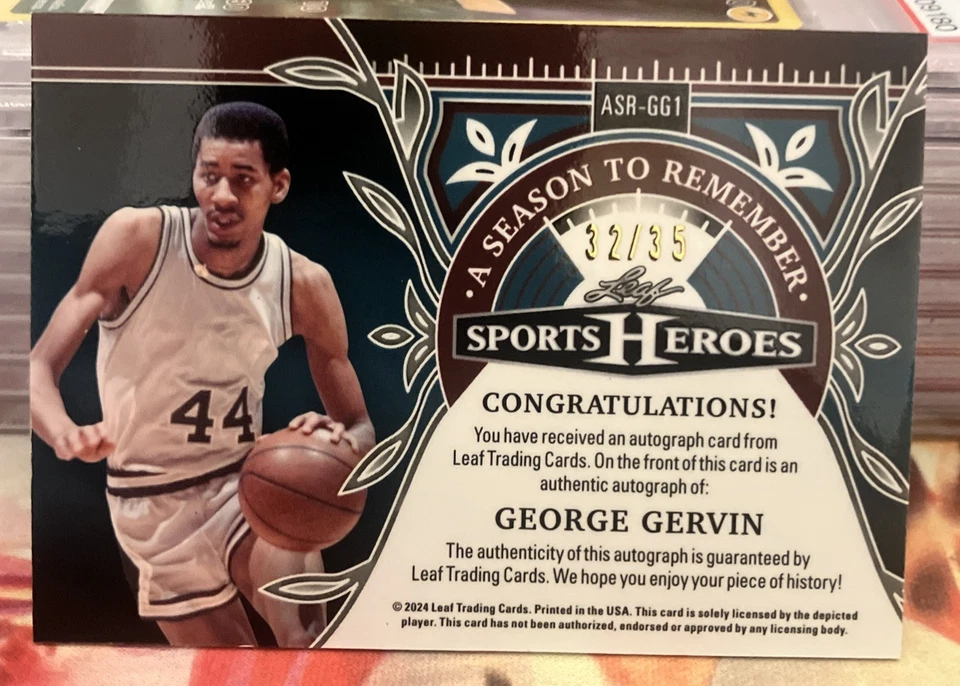 Autógrafo de héroes deportivos Leaf Metal 2024 George Gervin, PSA doble/35 Foto 2 de 2