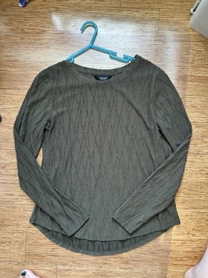 Simply Vera Vera Wang Olive Green Textured Long-Sleeve Top