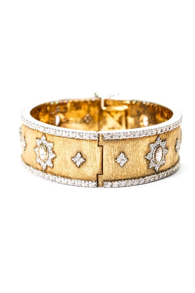 Bijoux Num Womens Yellow Gold Vermeil Cubic Zirconia Star Pattern Bangle 49.8g - Image 3 of 4