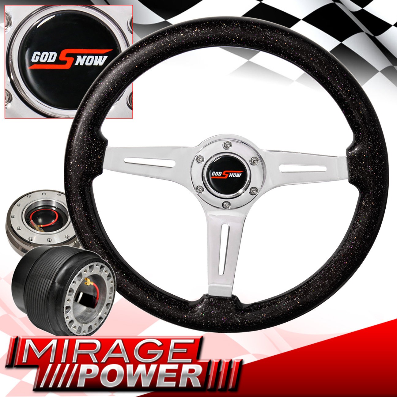 Gunmetal Quick Release + Metallic Black Steering Wheel + Hub For 93-97 Del Sol