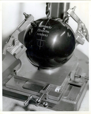 Vintage Bowling Ball Tornado by Ebonite Drilling Finger Holes-1960/70's-Snapshot
