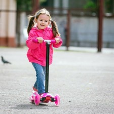 3 Wheel Kick Scooter Light Up LED Wheels Adjustable Handlebar Kids Ages 3 
