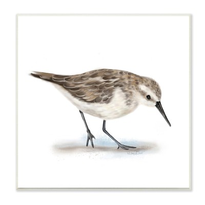 Stupell Charming Sandpiper on Soft Sand Brown Nautical Bird Brown 12 x 12