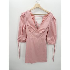 Lulu's Blush Pink Dream About Mini Backless Mini Dress Women Small Puff Sleeve