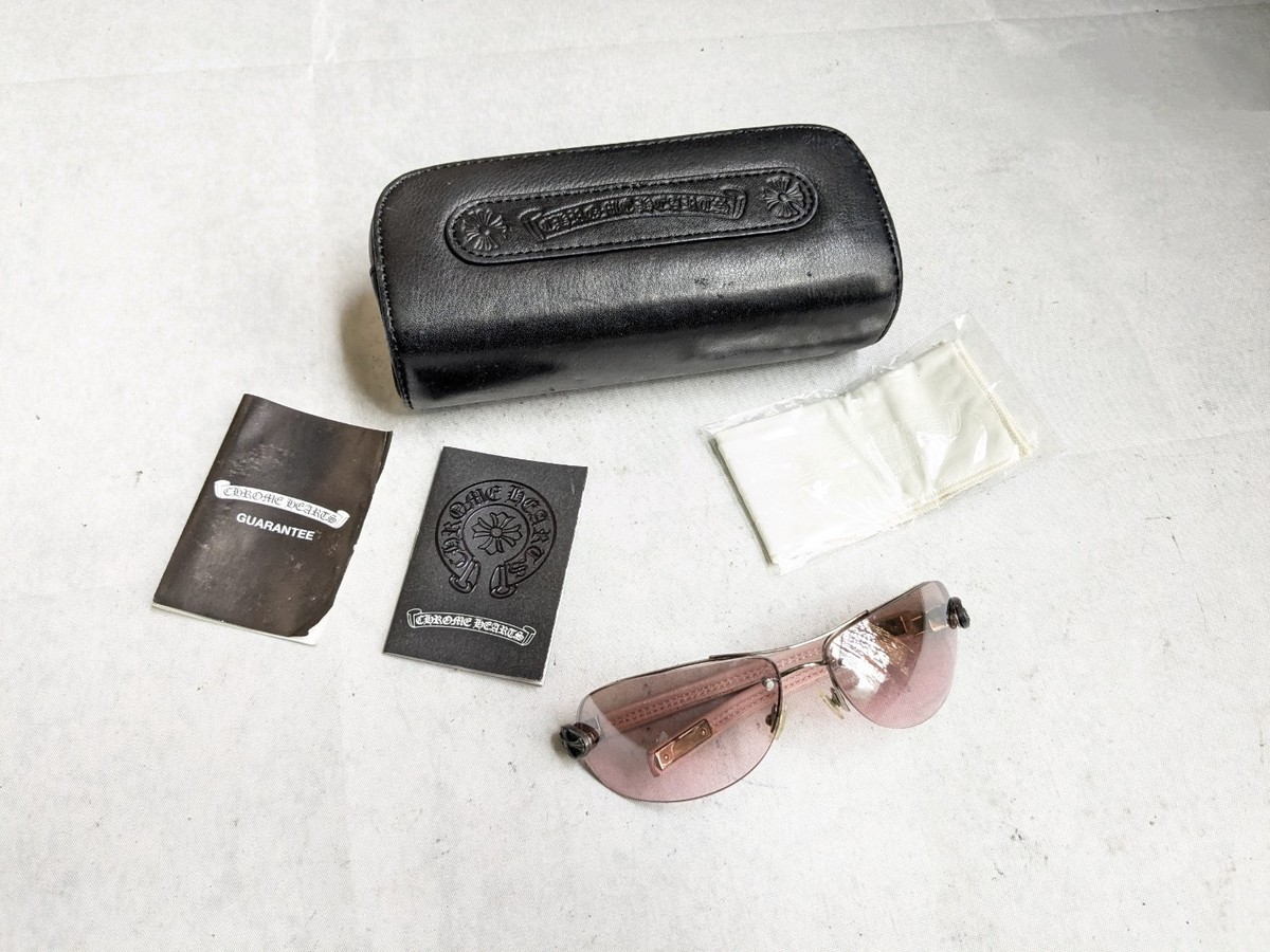 CHROME HEARTS Classic Oval Sunglasses Pink Aviator Cross Sterling