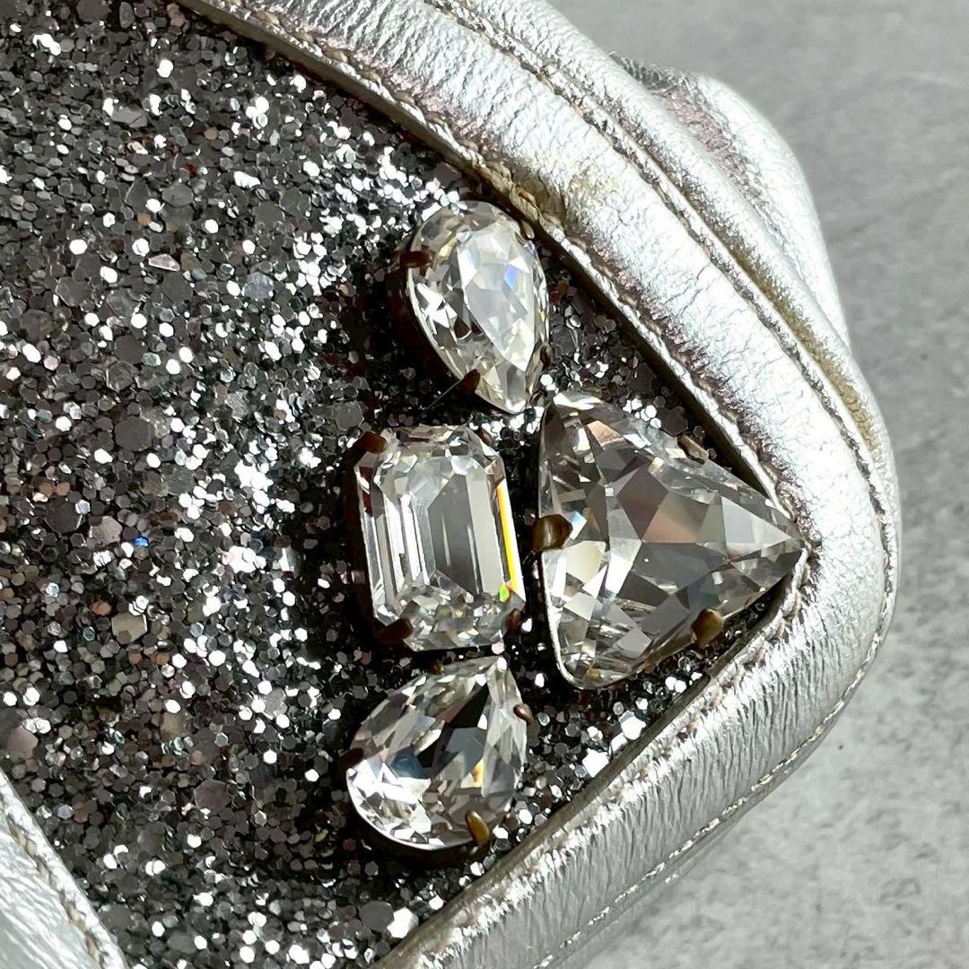 MIU MIU Clutch Bag Sequin Crystal Silver Y2K Glam Evening Party