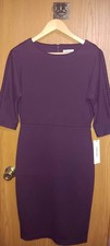 NWT! Calvin Klein Bodycon Dress Womens Size 6 $100 Purple Quarter Sleeve Formal