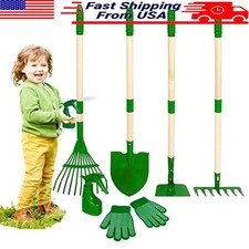 Kids Gardening Tools Set 7pcs Garden Tool for Kid with Shovel Rake Hoe Leaf Rake