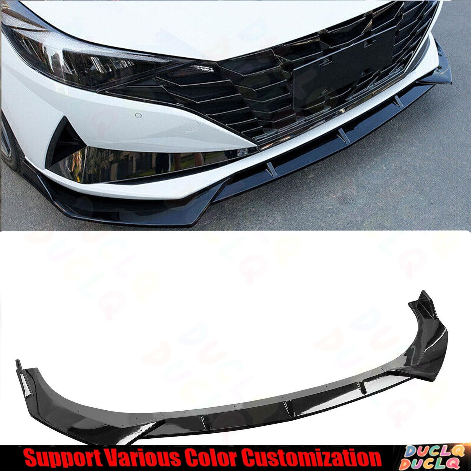 Front Bumper Lip Chin Strip Refit Trim For Hyundai Elantra 2021-23 Bright Black