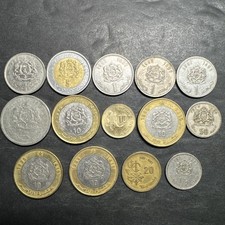 Morocco Instant Coin Collection Lot Of 14 Mixed Variety Dirham 1 5 10 Bimetallic