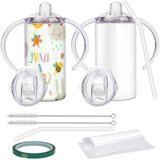 Sublimation Sippy Cup Blank with Handle, 12oz Stainless Steel Sippy Cups, Kid...