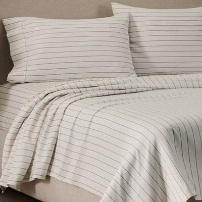 Jeremiah Brent Home Cotton Sateen Sheet Set Chalk Striped