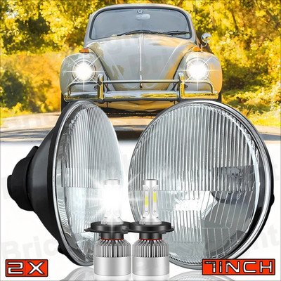 2pcs Fit VW Beetle 1967-1979 7 Inch Round LED Headlights Halo DRL Hi/Lo Beam A++