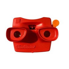 Vintage 1980s Red View-Master 3D Viewer With Orange Lever