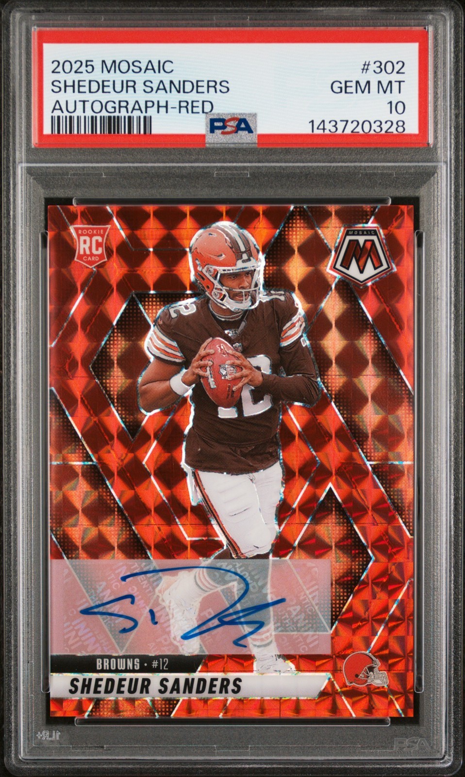 Shedeur Sanders Panini Mosaic #302 Autograph Red