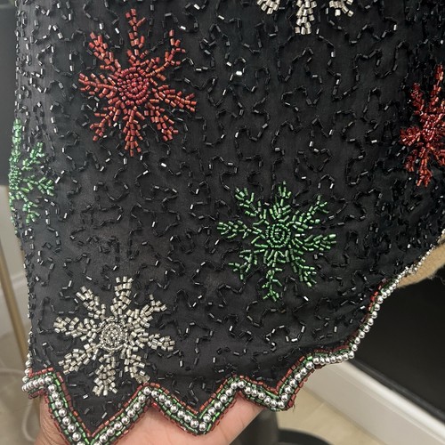 Vintage Laurence Kazar Beaded Holiday Top XL Snowflake Christmas Holiday Festive - Picture 4 of 7