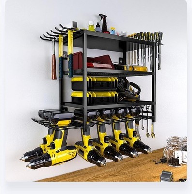 4-Layer Power Tool Organizer Wall Mount Garage Tool Organizers And Storage Rack