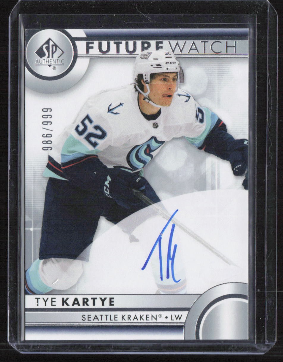 Tye Kartye 2023-24 SP Authentic Future Watch Auto /999 #127 Seattle Kraken