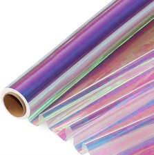 SYOGUA 66 ft Iridescent Cellophane Wrap Roll 1 roll (Pack of 1), Multi-color 
