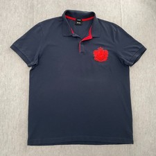 Hugo Boss Shirt Adult Extra Large Blue Polo Pima Cotton Embroidered Logo Mens XL