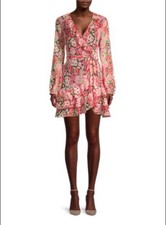 Bardot Pink Ruffle Mini Dress Long Sleeve Sz USA 6 Or Small No Belt