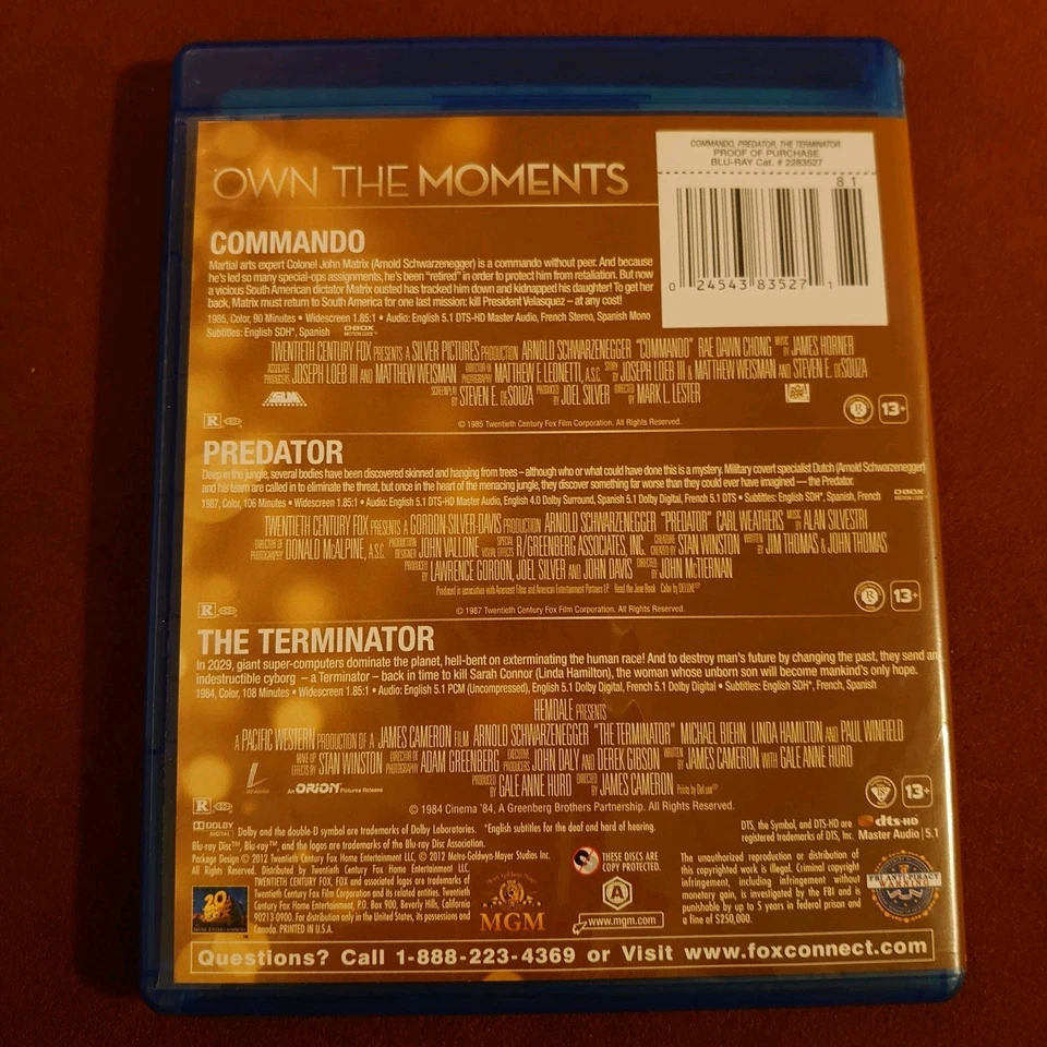 Commando / Predator / The Terminator (3 Blu-ray, 2013) Arnold Schwarzenegger - Image 2 of 4