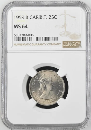 British Caribbean Territories 25 Cents 1959 NGC MS 64