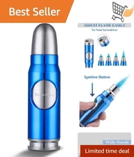 Ice Blue Refillable Torch Lighter Zinc Alloy Adjustable Jet Flame Windproof