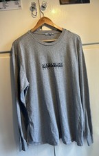 Grey Napapijri Jumper With Black Chest Print Size Medium