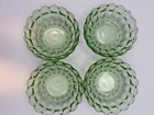 Set of 4 Vintage Green Depression Glass Bowls Scalloped Edge Dessert Berry Bowls