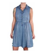 Vans Womens Lou Shirt Dress, Blue, Small