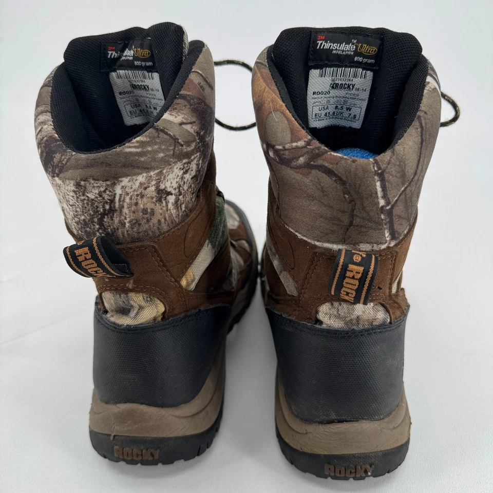 Rocky MENS Camo Camouflage Lace Up 800 gram Insulated Hunting Boots SIZE 8.5W - Image 4 of 4