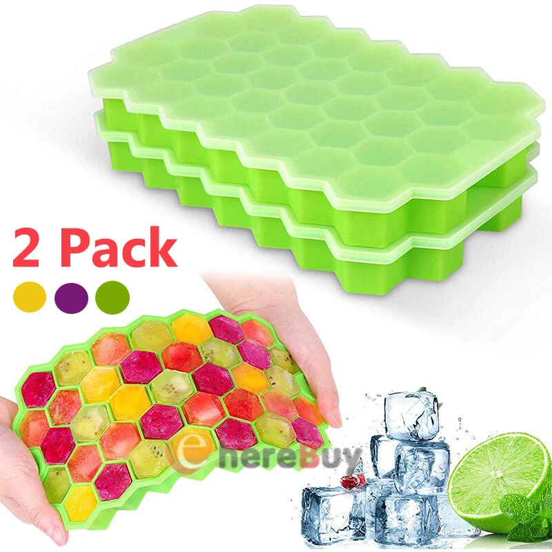 2x Silicone Small Ice Cube Mold Mould Tray Maker DIY Square 37 Grids Kitchen Bar - Image 2 of 4
