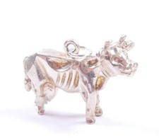 Vintage Dairy Cow Charm Heavy Solid Detailed 925 Sterling Silver 6.9grams 