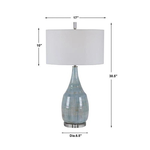 Uttermost Rialta Coastal Steel and Ceramic Table Lamp in Aqua and Teal - Picture 8 of 8