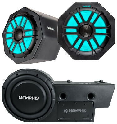 Pair Memphis Audio GEN65FE LED Speaker Pods+Subwoofer For 2016+ Polaris General
