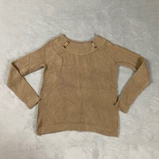 Jones New York Signature Women's Sweater Warm Tan w/Gold Buttons Accents Sz S