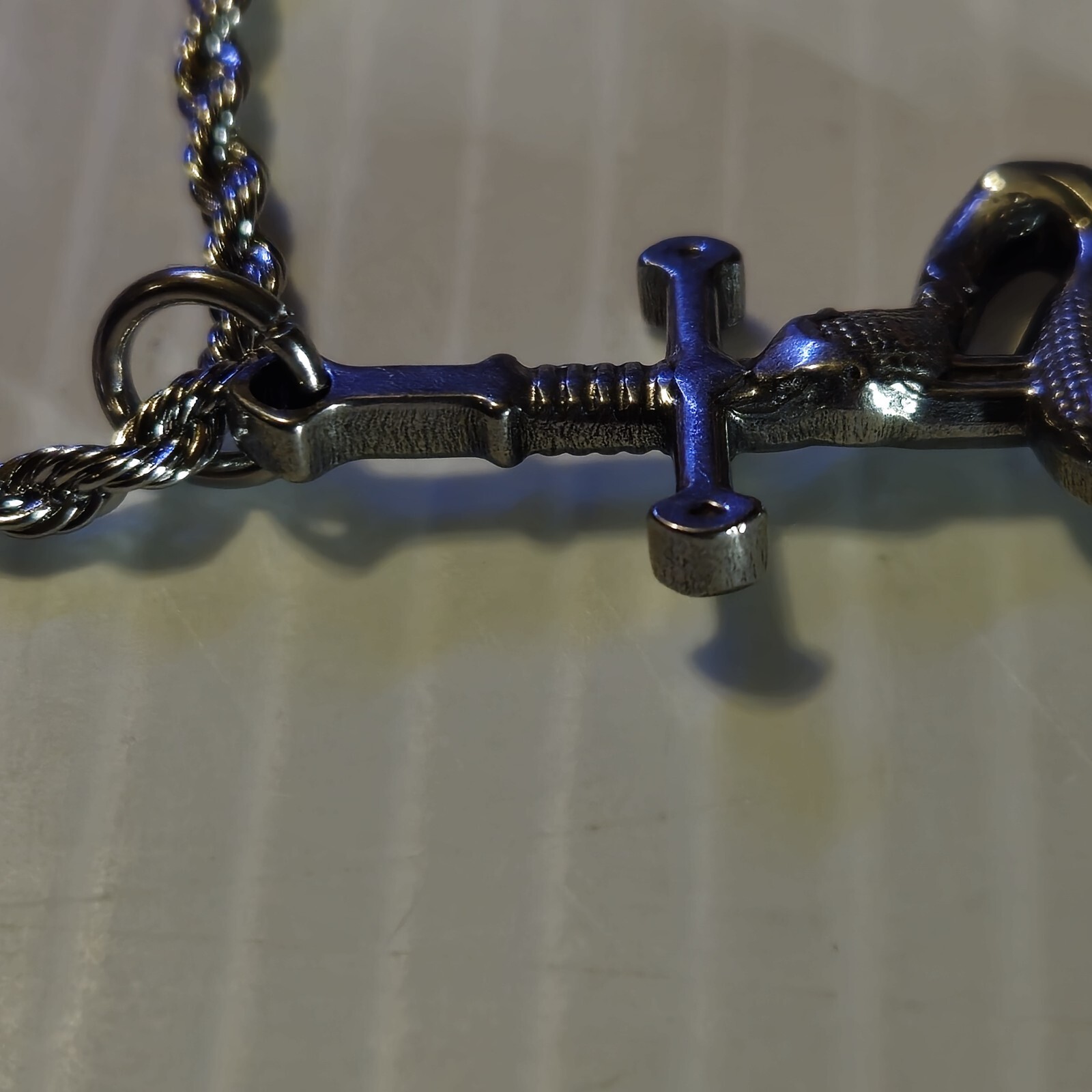 STAINLESS STEEL SWORD & SNAKE Pendant Charm / 18"-24" CHAIN 3MM NECKLACE