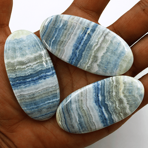 3 Pcs Sweden Natural Scheelite Top Grade 63mm-67mm Huge Oval Cabochon Gemstones - Picture 15 of 16