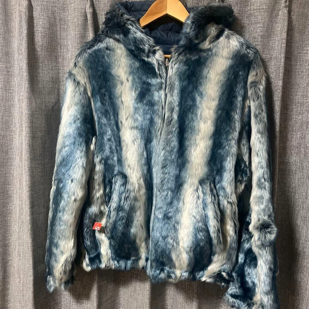 veste à capuche réversible fausse fourrure bleu suprême taille S occasion