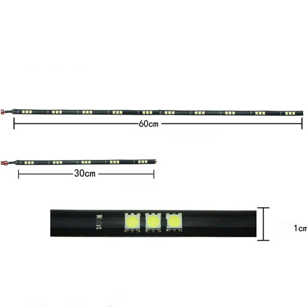 10X 24" 60CM 30leds Super Bright 5050 SMD LED Strip Light DIY Car DRL Grill Tail - Image 2 of 2