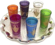 6 Verres à Thé Marocains Multicolores 180ml - Peint et décoré à la Main au maroc