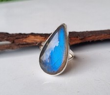 Labradorite Pear Gemstone 925 Sterling Silver Handmade Gift For Her Ring PG1394